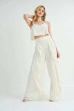 MABLE Crop Cami and Ruffled Wide Leg Pants Set - Trendsi - Flyclothing LLC