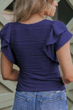 Textured Round Neck Cap Sleeve Top - Trendsi - Flyclothing LLC