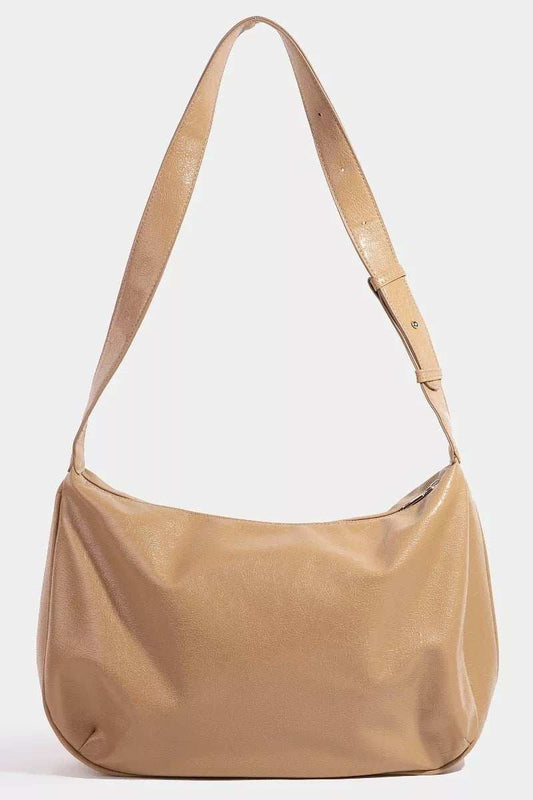 Fame Faux Leather Hobo Crescent Shoulder Bag - Trendsi - Flyclothing LLC