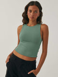 Round Neck Cropped Tank - Trendsi - Flyclothing LLC