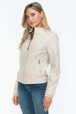 Snobbish PU Leather Biker Jacket with Side Zip Pockets - Trendsi - Flyclothing LLC