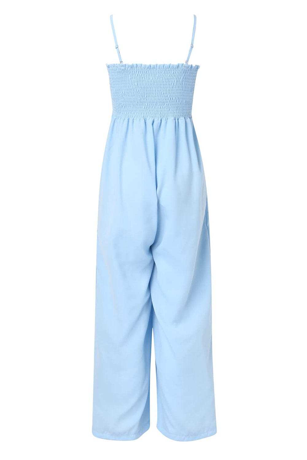 Smocked Spaghetti Strap Wide Leg Jumpsuit - Trendsi - Flyclothing LLC