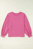 Striped Round Neck Long Sleeve Sweatshirt - Trendsi - Flyclothing LLC