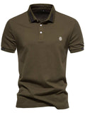 Men's Embroidered Striped Short Sleeve Polo - Trendsi - Flyclothing LLC