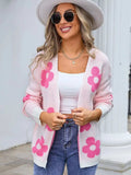 Angel Wings Flower Open Front Long Sleeve Cardigan - Trendsi - Flyclothing LLC