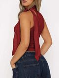 Tied Solid Color Cami - Trendsi - Flyclothing LLC