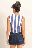 HYFVE Woven Striped V-Neck Button Down Vest - Trendsi - Flyclothing LLC