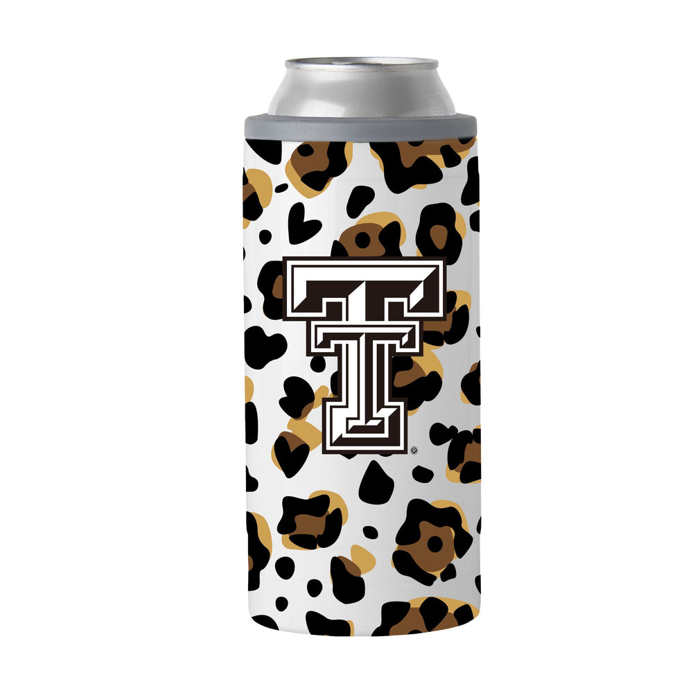 Texas Tech 12oz Neutral Leopard Slim Can Coolie - Logo Brands - Flyclothing LLC