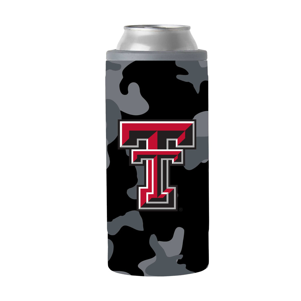 TX Tech Black Camo 12oz Slim Can Coolie - Logo Brands - Flyclothing LLC