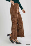 Umgee Velvet Pleated Wide Leg Pants - Trendsi - Flyclothing LLC