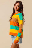 SO ME Multi Color Stripe Sweater with Ribbed Detail - Trendsi - Flyclothing LLC