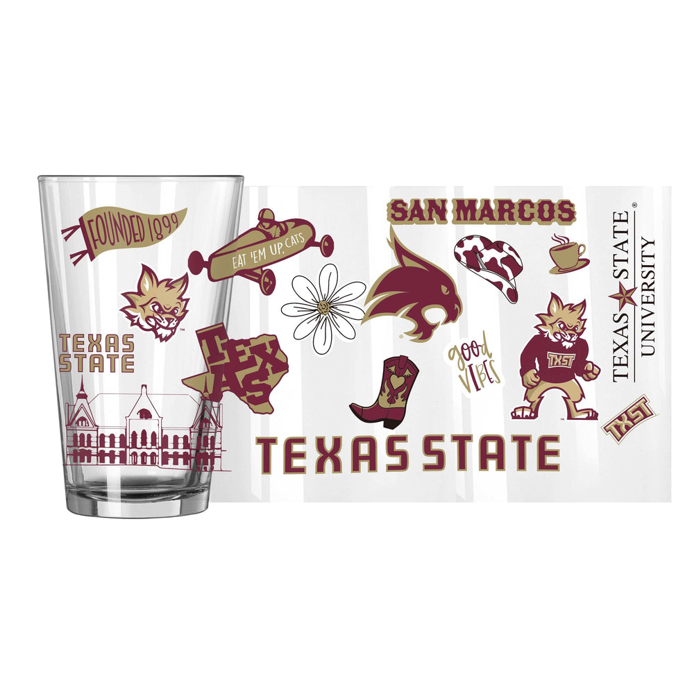 Texas State 16oz Native Pint Glass - Logo Brands - Flyclothing LLC