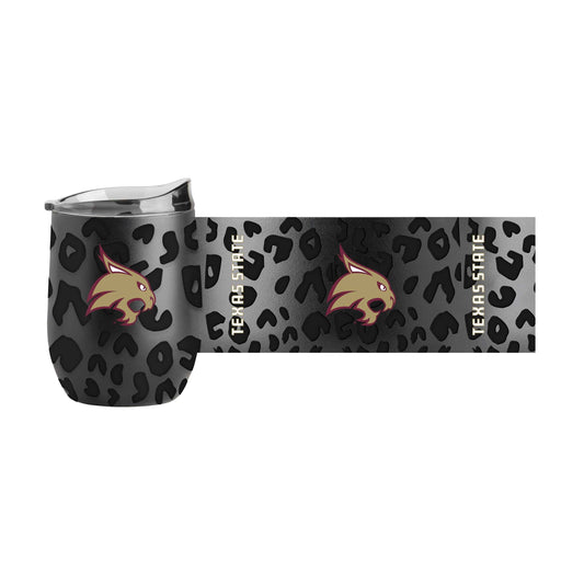 TX State Leopard 16oz Black Powdercoat Curved Beverage - Logo Brands - Flyclothing LLC