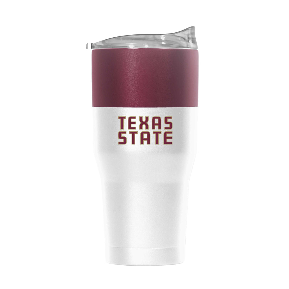 TX State 30oz Colorblock White Powder Coat Tumbler - Logo Brands - Flyclothing LLC