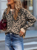 Leopard Drop Shoulder Chunky Knitted Cardigan - Trendsi - Flyclothing LLC