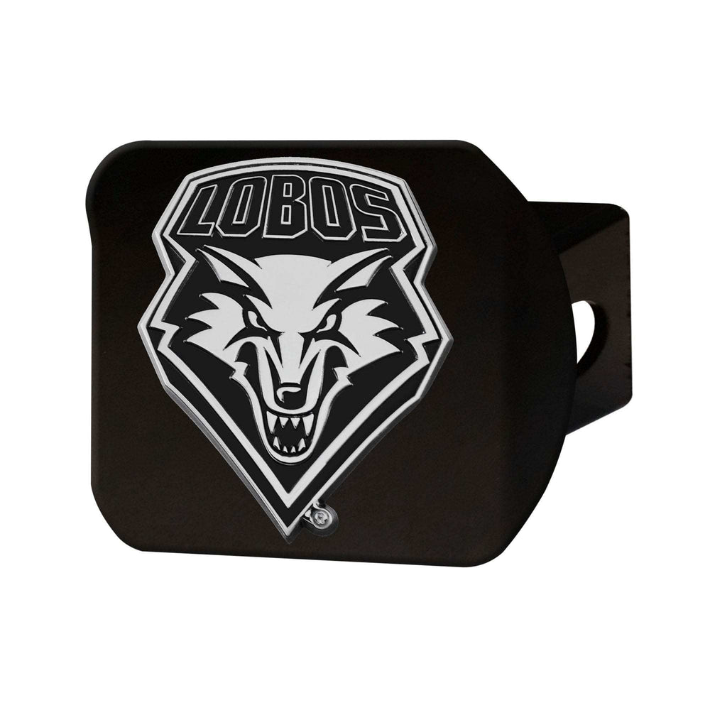 New Mexico Lobos Black Metal Hitch Cover with Metal Chrome 3D Emblem - New Mexico - Flyclothing LLC