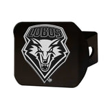 New Mexico Lobos Black Metal Hitch Cover with Metal Chrome 3D Emblem - New Mexico - Flyclothing LLC