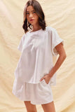 SO ME Round Neck Short Sleeve Top and Shorts Set - Trendsi - Flyclothing LLC