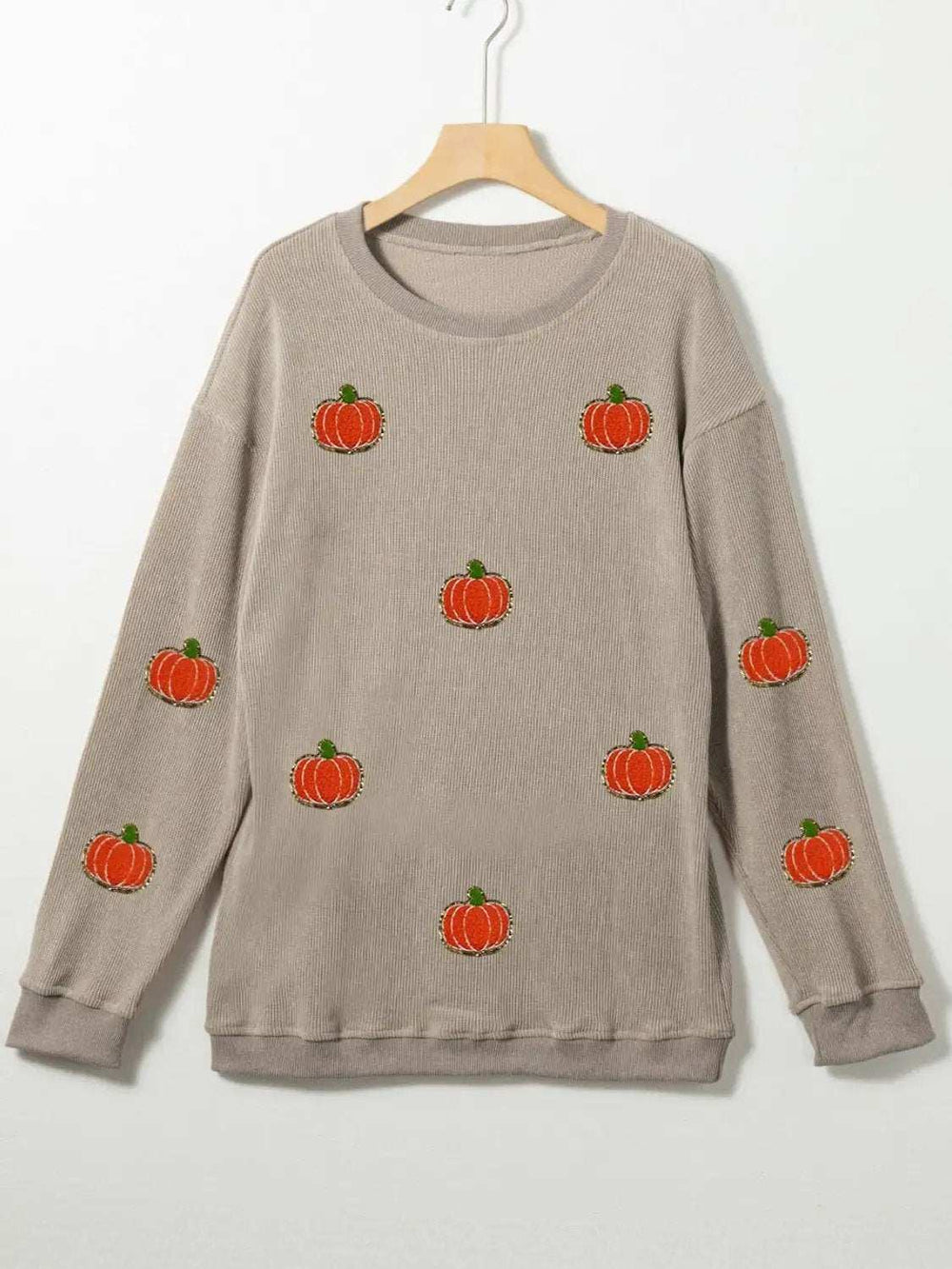 Pumpkin Round Neck Long Sleeve Sweatshirt - Trendsi - Flyclothing LLC