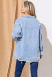 And The Why Button Front Flap Pocket Ripped Denim Jacket - Trendsi - Flyclothing LLC