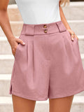 Two Button Wide Waistband Shorts - Trendsi - Flyclothing LLC