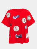 Baseball Round Neck Half Sleeve T-Shirt - Trendsi - Flyclothing LLC