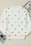 Heart Sequin Round Neck Long Sleeve Sweater - Trendsi - Flyclothing LLC
