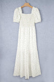 Smocked Printed Short Sleeve Jumpsuit - Trendsi - Flyclothing LLC