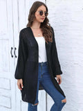 Cable-Knit Open Front Long Sleeve Cardigan - Trendsi - Flyclothing LLC