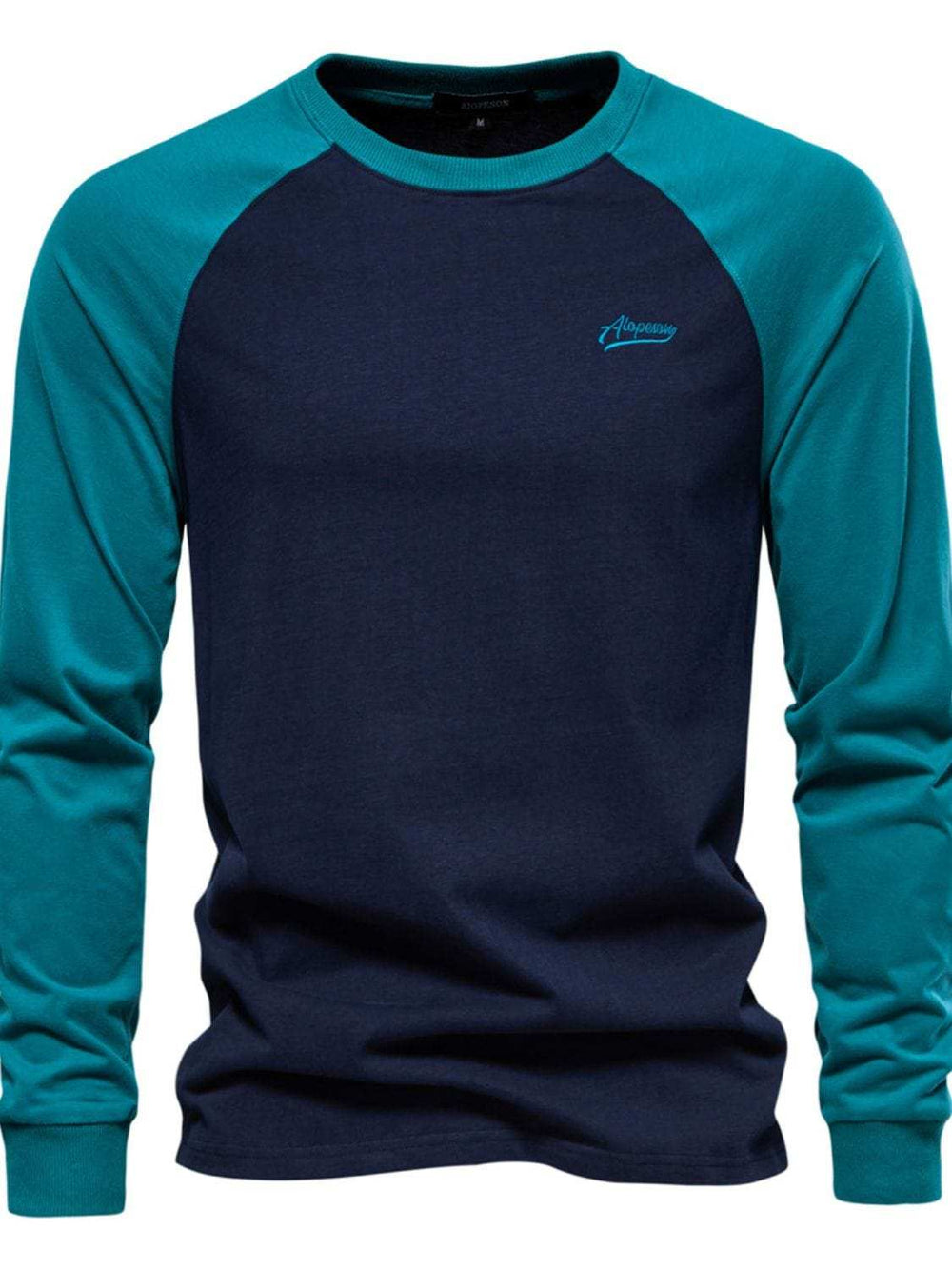Men's Contrast Round Neck Raglan Sleeve T-Shirt - Trendsi - Flyclothing LLC