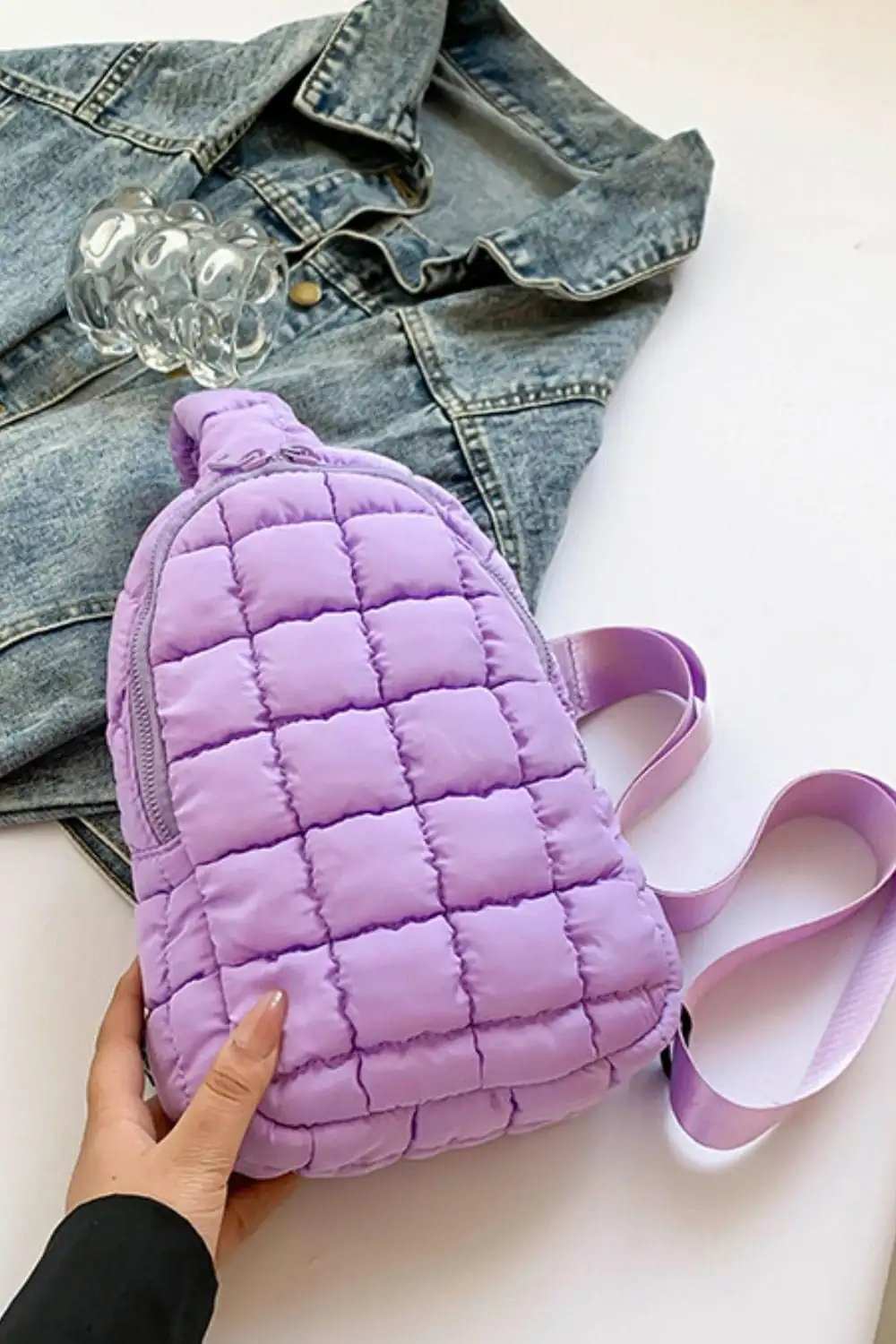 Quilted Nylon Crossbody Bag - Trendsi - Flyclothing LLC