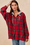 BiBi Brushed Plaid Hooded Jacket - Trendsi - Flyclothing LLC