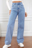 High Waist Straight Jeans - Trendsi - Flyclothing LLC