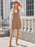 Lovelet Cable Knit V-Neck Mini Sweater Overall Dress - Trendsi - Flyclothing LLC