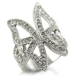 22409 - Rhodium Brass Ring with Top Grade Crystal in Clear - Alamode - Flyclothing LLC