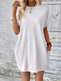 Pocketed Round Neck Short Sleeve Dress - Trendsi - Flyclothing LLC