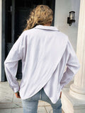 Button Down Collared Neck Long Sleeve Shirt - Trendsi - Flyclothing LLC