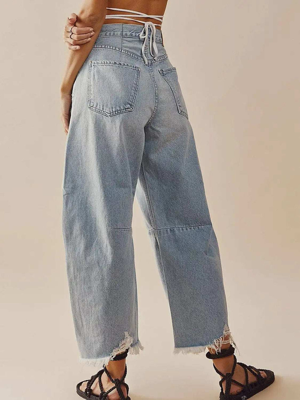 Raw Hem Wide Leg Jeans with Pockets - Trendsi - Flyclothing LLC