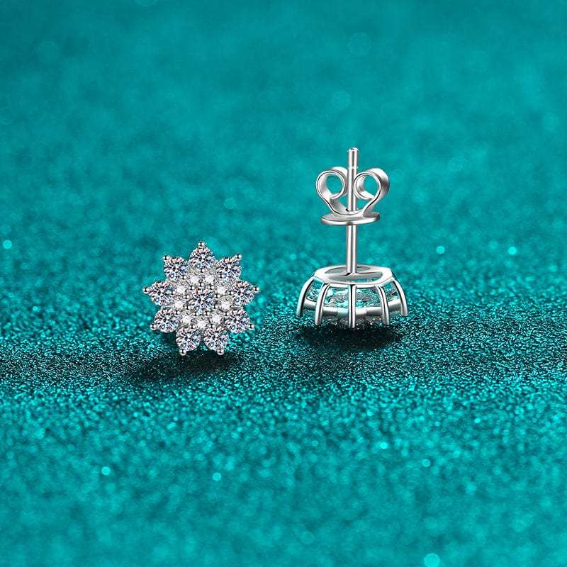 925 Sterling Silver Moissanite Zircon Stud Earrings - Trendsi - Flyclothing LLC