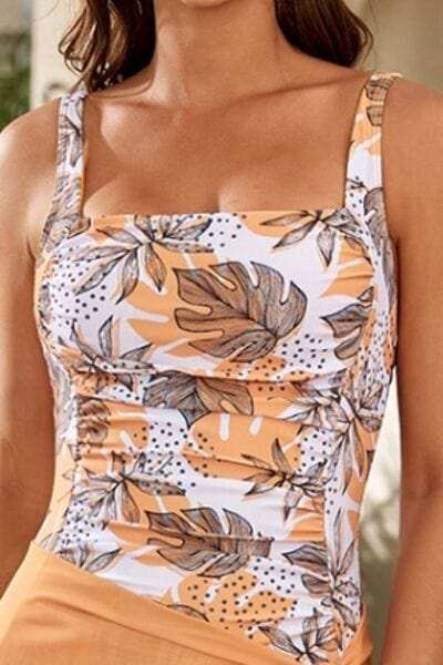 Printed Square Neck Wide Strap One-Piece Swimwear - Trendsi - Flyclothing LLC