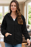 Zip Up Long Sleeve Fuzzy Hooded Outerwear - Trendsi - Flyclothing LLC