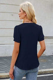 Notched Short Sleeve Blouse - Trendsi - Flyclothing LLC