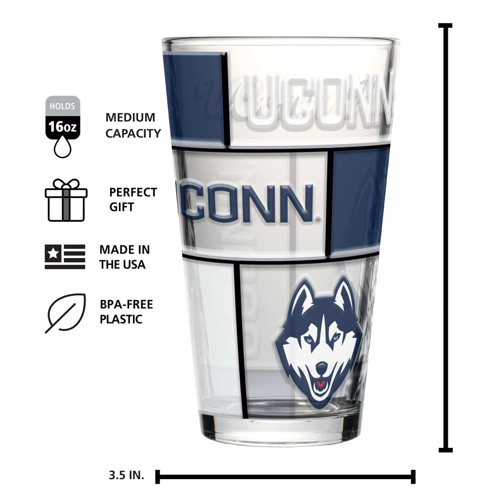 UConn 16oz Quilted Stained Pint Glass - Logo Brands - Flyclothing LLC