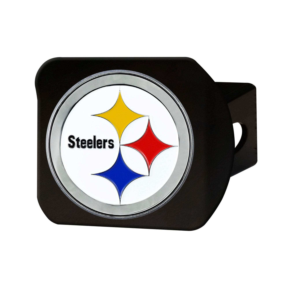 Pittsburgh Steelers Black Metal Hitch Cover - 3D Color Emblem - Pittsburgh Steelers - Flyclothing LLC