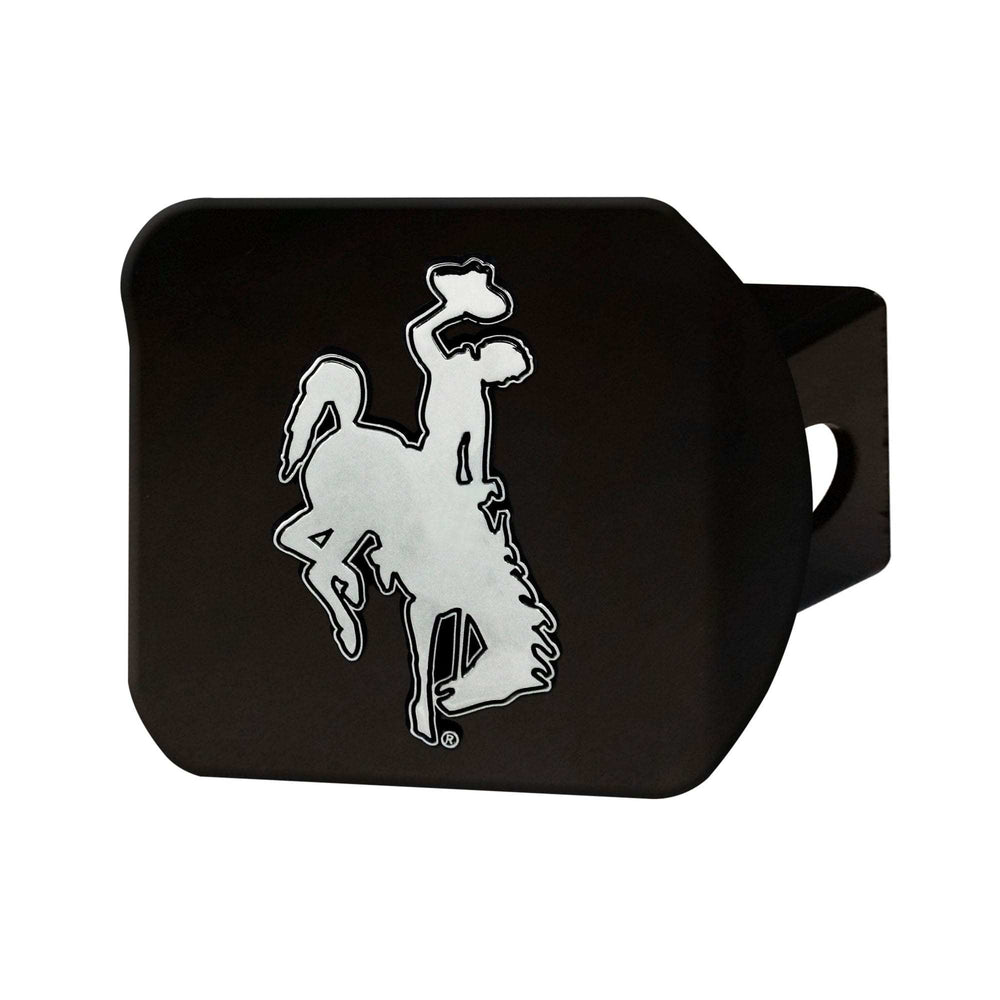 Wyoming Cowboys Black Metal Hitch Cover with Metal Chrome 3D Emblem - Wyoming - Flyclothing LLC