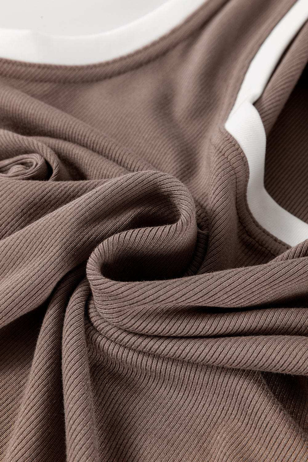 Contrast Edge Scoop Neck Wide Strap Knit Tank - Trendsi - Flyclothing LLC