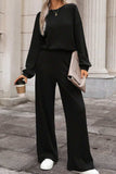 Round Neck Long Sleeve Jumpsuit - Trendsi - Flyclothing LLC