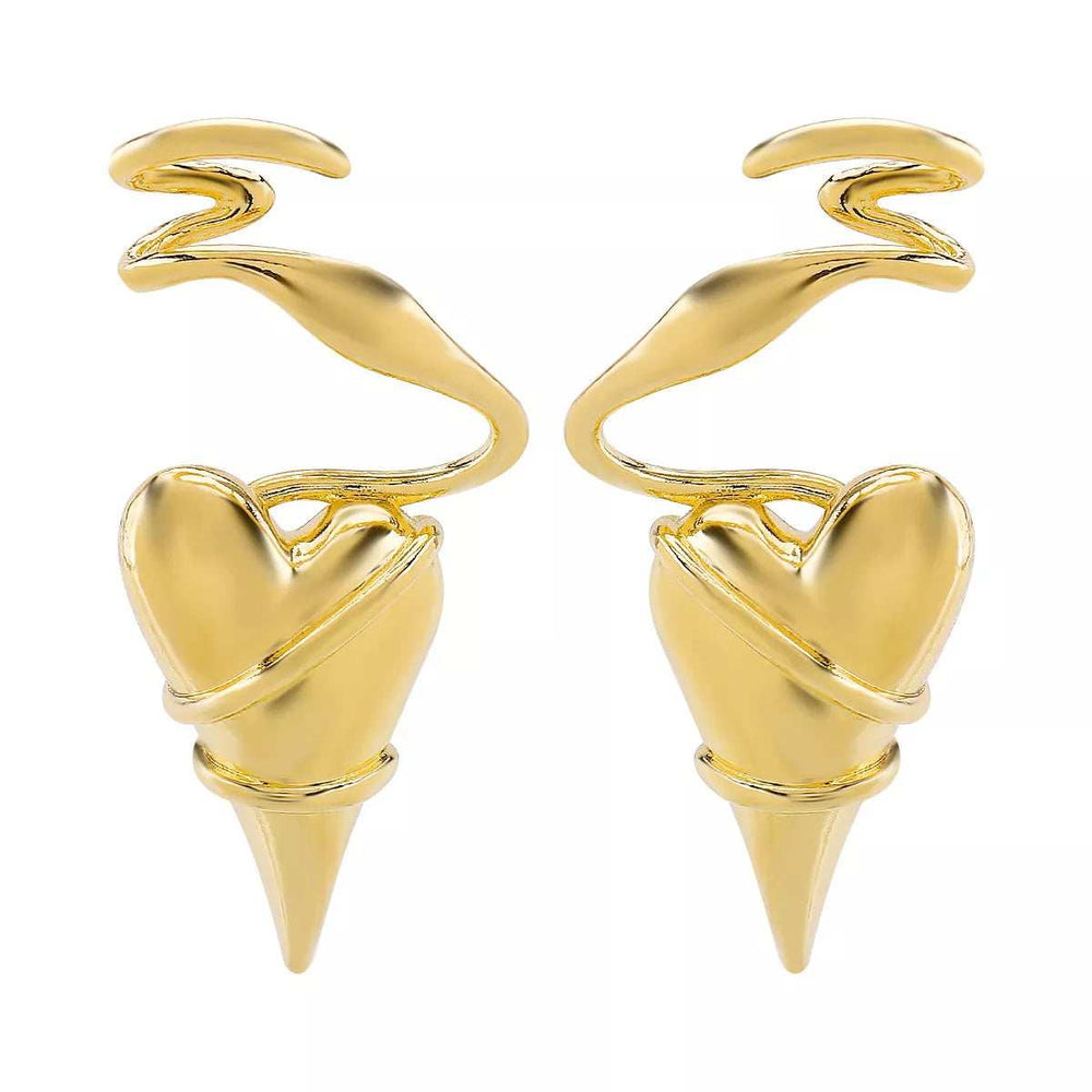 Heart-Shaped Twisted Wire Earrings - Trendsi - Flyclothing LLC