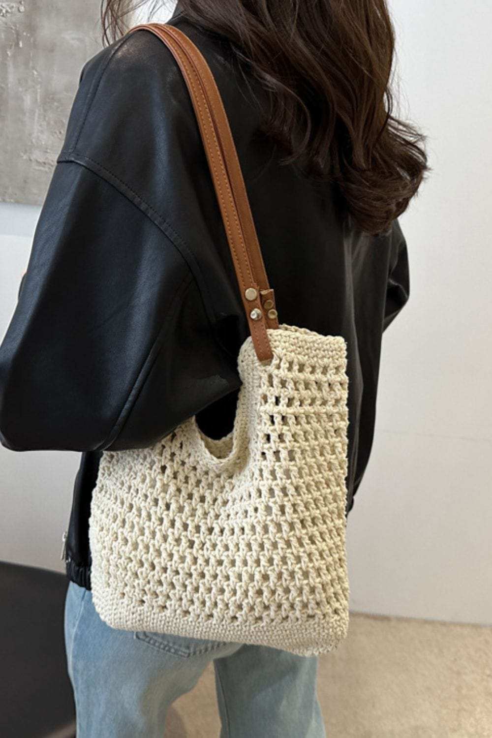 Openwork Woven Tote Bag - Trendsi - Flyclothing LLC