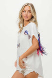 BiBi American Flag Sequin Ribbon T-Shirt - Trendsi - Flyclothing LLC